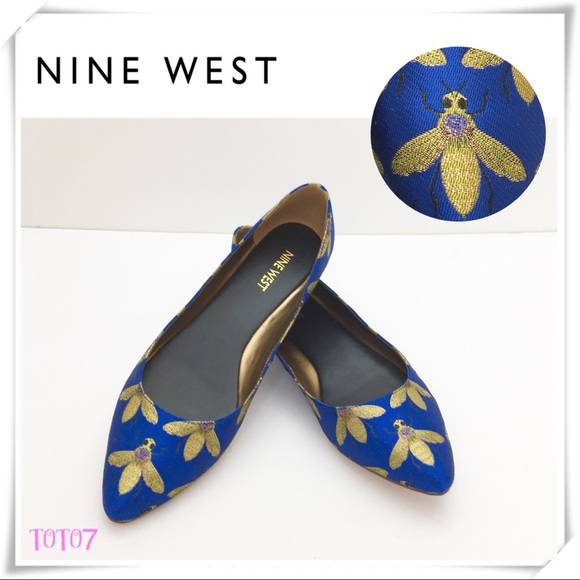 Nine West Shoes - Nine West Speak up Bee Jacquard Blue Flats
